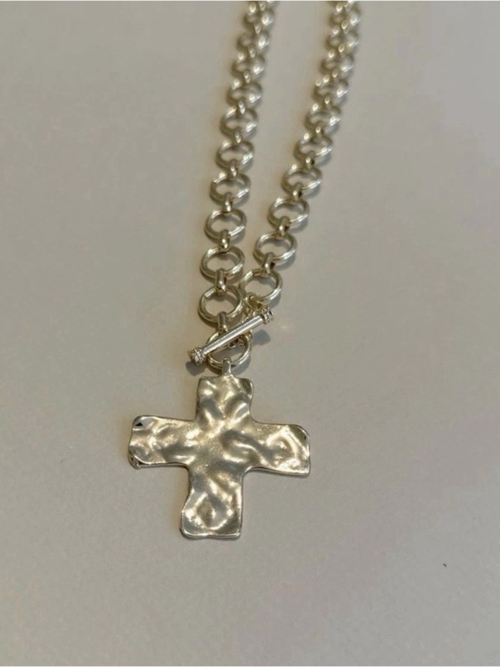 Free People Gold Hammered Cross Toggle Necklace - Picture 3 of 4